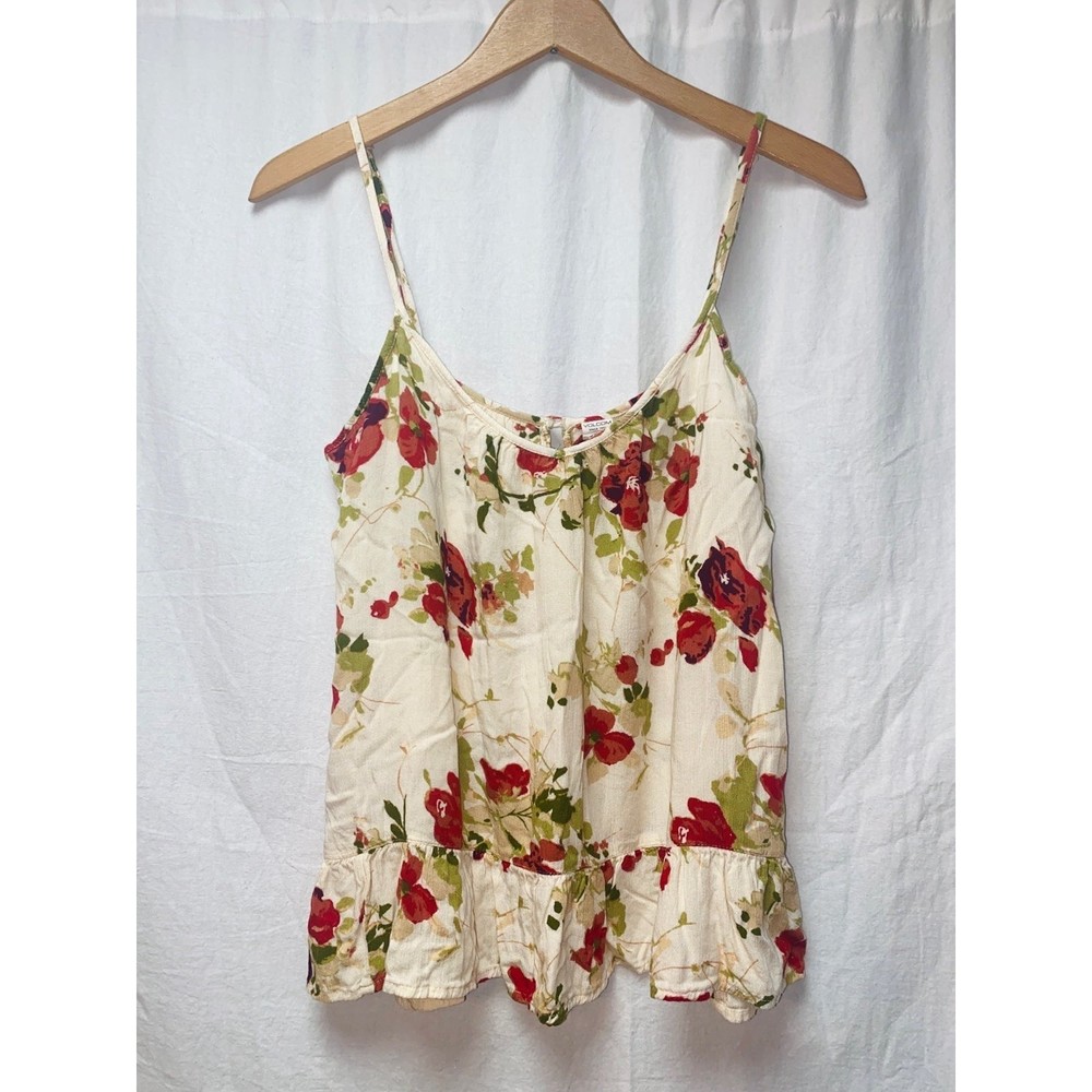 Volcom Floral Flower Flowy Ruffle Tank Spaghetti Straps Spring Summer